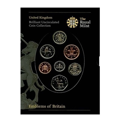 2008 Brilliant Uncirculated Coin Set - Emblems of Britain - Click Image to Close